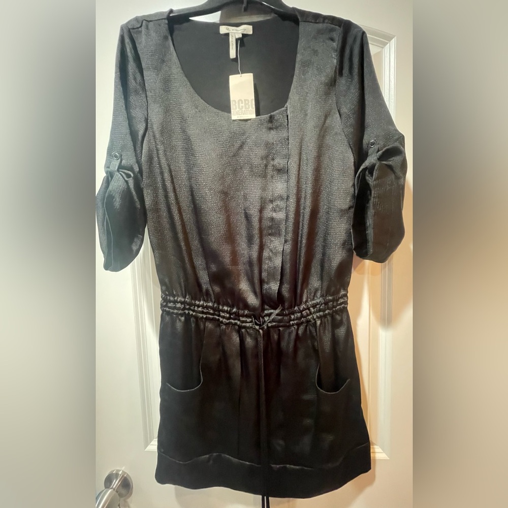BCBGeneration Black Mini Dress with Puff Sleeves for Casual
